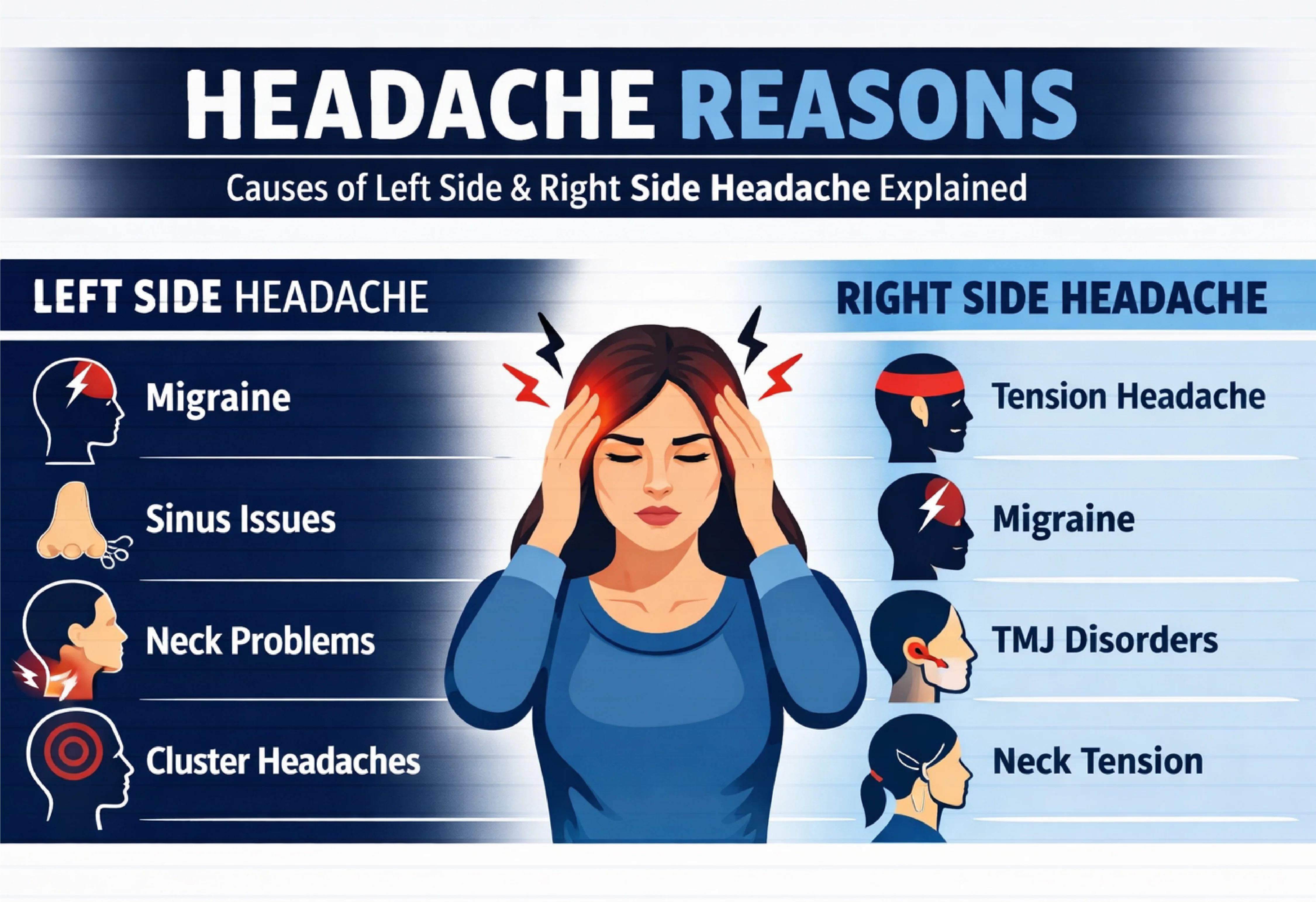 Headache Reasons- Causes of Left Side & Right Side Headache